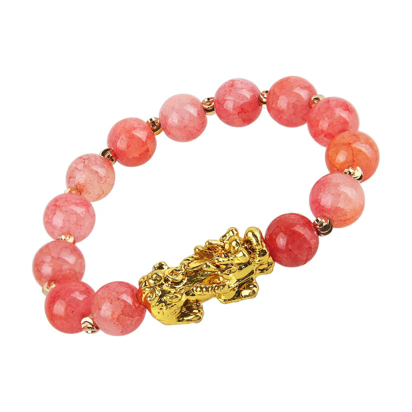 Lucky Piyao in Genuine Orange Agate Gemstone Bracelet